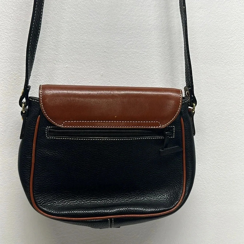 Bally Shoulder Bag Crossbody Strap Purse Pebbled Leather Brown Black Vintage - Picture 9 of 14